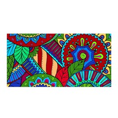 Pop Art Paisley Flowers Ornaments Multicolored 2 Satin Wrap by EDDArt