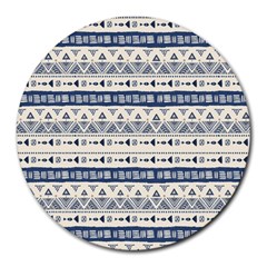 Native American Ornaments Watercolor Pattern Blue Round Mousepads by EDDArt