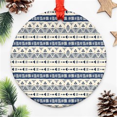 Native American Ornaments Watercolor Pattern Blue Ornament (round) by EDDArt