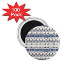 Native American Ornaments Watercolor Pattern Blue 1.75  Magnets (100 pack)  Front