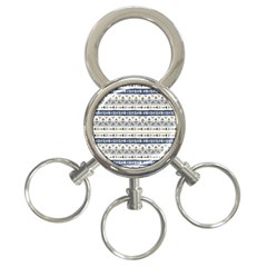 Native American Ornaments Watercolor Pattern Blue 3-ring Key Chains by EDDArt