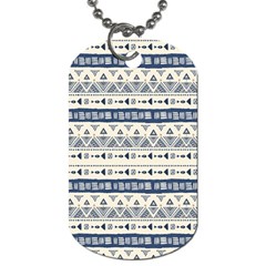 Native American Ornaments Watercolor Pattern Blue Dog Tag (two Sides) by EDDArt