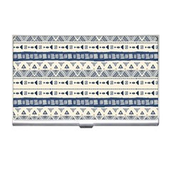 Native American Ornaments Watercolor Pattern Blue Business Card Holders by EDDArt