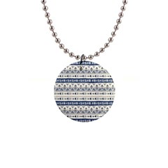 Native American Ornaments Watercolor Pattern Blue Button Necklaces by EDDArt