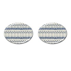 Native American Ornaments Watercolor Pattern Blue Cufflinks (oval) by EDDArt