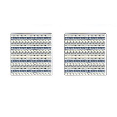 Native American Ornaments Watercolor Pattern Blue Cufflinks (square) by EDDArt