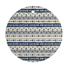 Native American Ornaments Watercolor Pattern Blue Round Ornament (two Sides) by EDDArt