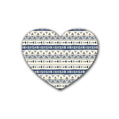 Native American Ornaments Watercolor Pattern Blue Heart Coaster (4 Pack)  by EDDArt