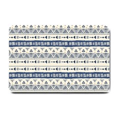 Native American Ornaments Watercolor Pattern Blue Small Doormat  by EDDArt