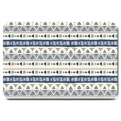 Native American Ornaments Watercolor Pattern Blue Large Doormat  by EDDArt