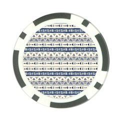 Native American Ornaments Watercolor Pattern Blue Poker Chip Card Guard by EDDArt