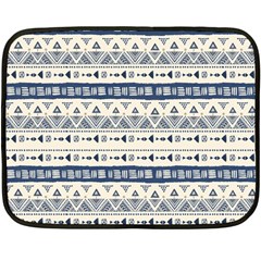 Native American Ornaments Watercolor Pattern Blue Double Sided Fleece Blanket (mini) 