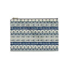 Native American Ornaments Watercolor Pattern Blue Cosmetic Bag (medium) by EDDArt