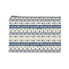 Native American Ornaments Watercolor Pattern Blue Cosmetic Bag (large) by EDDArt