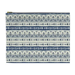 Native American Ornaments Watercolor Pattern Blue Cosmetic Bag (xl) by EDDArt