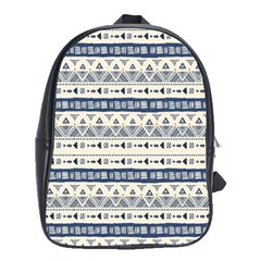 Native American Ornaments Watercolor Pattern Blue School Bag (large) by EDDArt