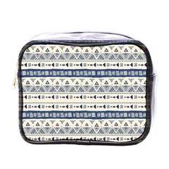 Native American Ornaments Watercolor Pattern Blue Mini Toiletries Bags by EDDArt