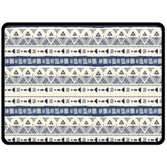 Native American Ornaments Watercolor Pattern Blue Fleece Blanket (large)  by EDDArt