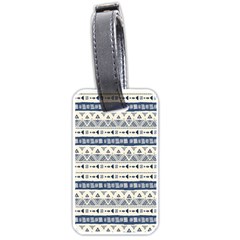 Native American Ornaments Watercolor Pattern Blue Luggage Tags (one Side)  by EDDArt