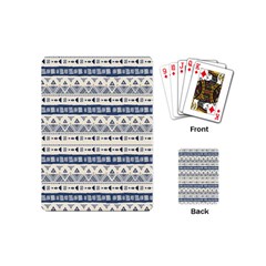 Native American Ornaments Watercolor Pattern Blue Playing Cards (mini)  by EDDArt