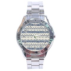 Native American Ornaments Watercolor Pattern Blue Stainless Steel Analogue Watch by EDDArt