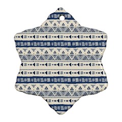 Native American Ornaments Watercolor Pattern Blue Snowflake Ornament (two Sides) by EDDArt