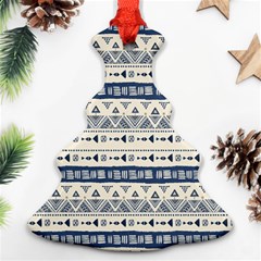 Native American Ornaments Watercolor Pattern Blue Christmas Tree Ornament (two Sides) by EDDArt