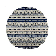 Native American Ornaments Watercolor Pattern Blue Standard 15  Premium Round Cushions by EDDArt