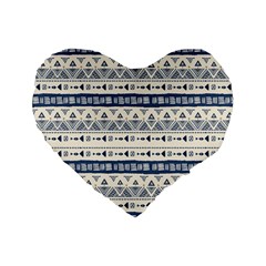 Native American Ornaments Watercolor Pattern Blue Standard 16  Premium Heart Shape Cushions by EDDArt