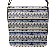 Native American Ornaments Watercolor Pattern Blue Flap Messenger Bag (l)  by EDDArt