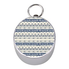 Native American Ornaments Watercolor Pattern Blue Mini Silver Compasses by EDDArt