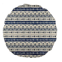 Native American Ornaments Watercolor Pattern Blue Large 18  Premium Flano Round Cushions by EDDArt