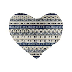 Native American Ornaments Watercolor Pattern Blue Standard 16  Premium Flano Heart Shape Cushions by EDDArt