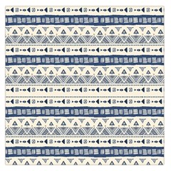 Native American Ornaments Watercolor Pattern Blue Large Satin Scarf (square) by EDDArt