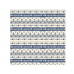 Native American Ornaments Watercolor Pattern Blue Small Satin Scarf (square) by EDDArt