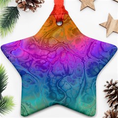 Fractal Batik Art Hippie Rainboe Colors 1 Ornament (star) by EDDArt