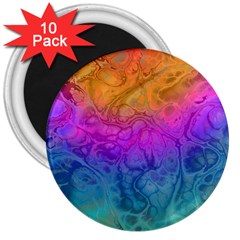 Fractal Batik Art Hippie Rainboe Colors 1 3  Magnets (10 Pack)  by EDDArt