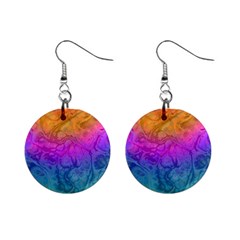 Fractal Batik Art Hippie Rainboe Colors 1 Mini Button Earrings by EDDArt