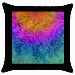 Fractal Batik Art Hippie Rainboe Colors 1 Throw Pillow Case (black) by EDDArt