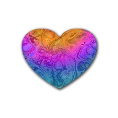 Fractal Batik Art Hippie Rainboe Colors 1 Rubber Coaster (heart)  by EDDArt