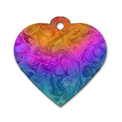 Fractal Batik Art Hippie Rainboe Colors 1 Dog Tag Heart (two Sides) by EDDArt