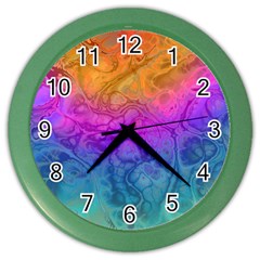 Fractal Batik Art Hippie Rainboe Colors 1 Color Wall Clock by EDDArt