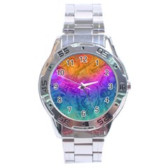 Fractal Batik Art Hippie Rainboe Colors 1 Stainless Steel Analogue Watch by EDDArt