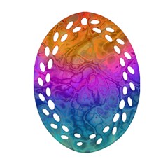 Fractal Batik Art Hippie Rainboe Colors 1 Ornament (oval Filigree) by EDDArt