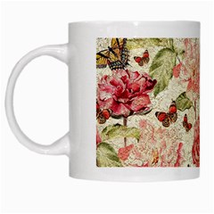 Watercolor Vintage Flowers Butterflies Lace 1 White Mugs by EDDArt