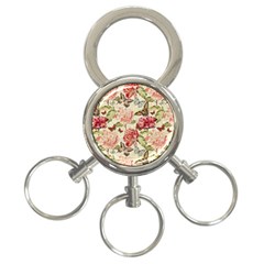 Watercolor Vintage Flowers Butterflies Lace 1 3-Ring Key Chains