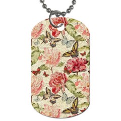 Watercolor Vintage Flowers Butterflies Lace 1 Dog Tag (two Sides) by EDDArt