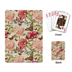 Watercolor Vintage Flowers Butterflies Lace 1 Playing Card