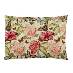 Watercolor Vintage Flowers Butterflies Lace 1 Pillow Case by EDDArt