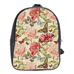 Watercolor Vintage Flowers Butterflies Lace 1 School Bag (Large)